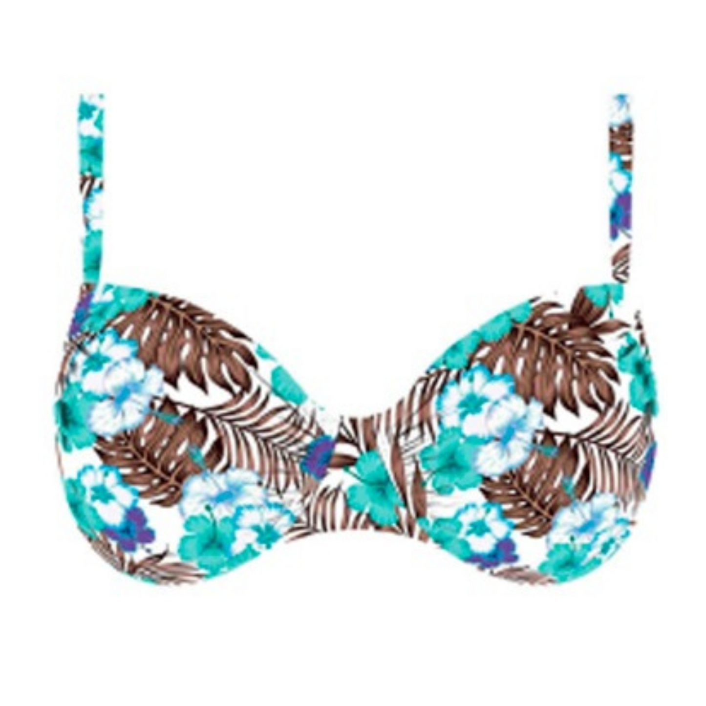 Haut maillot de bain bonnet profond imprimé BLEU TROPICAL