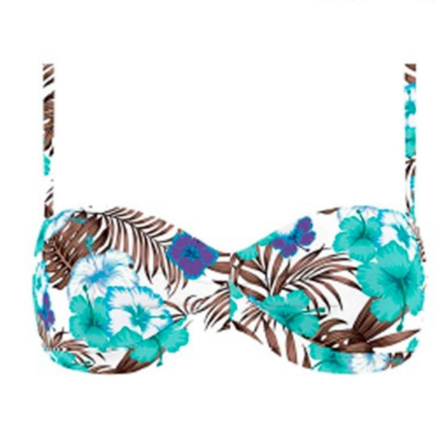 Haut maillot de bain bandeau imprimé BLEU TROPICAL