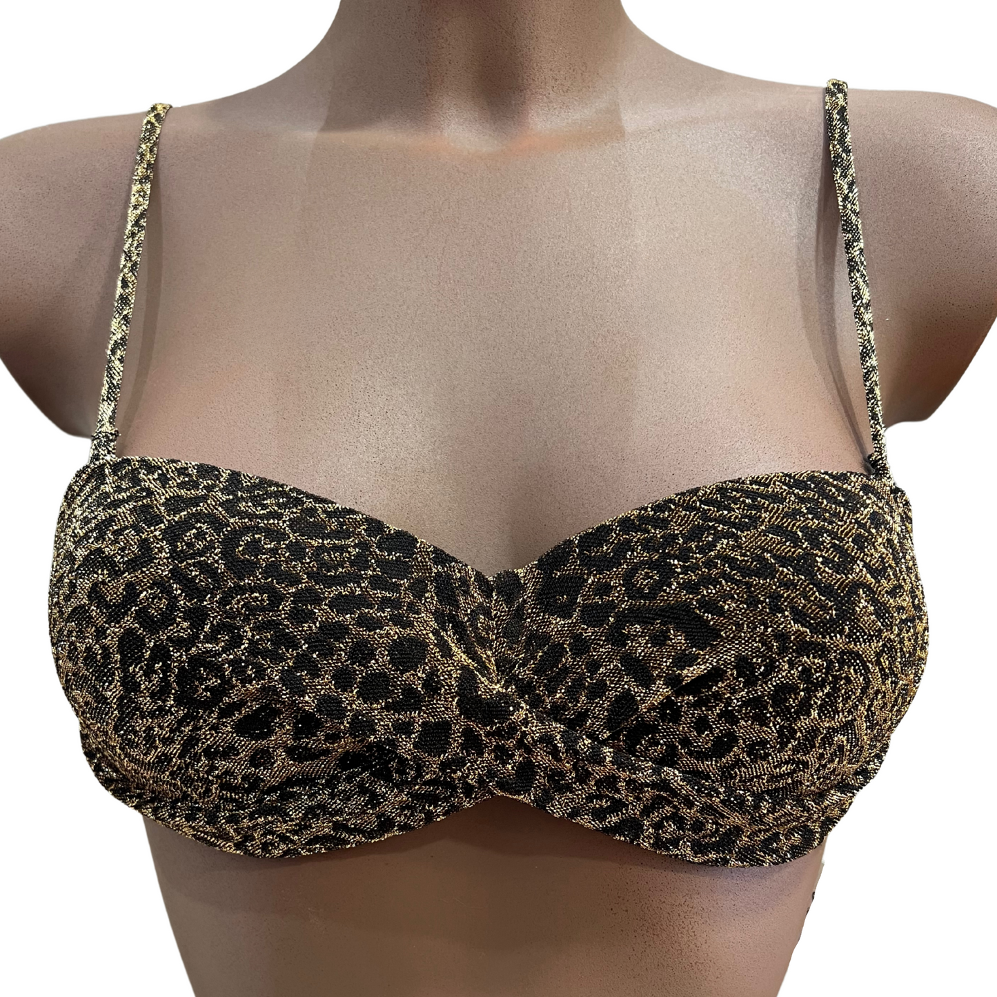 Haut maillot de bain bandeau lurex léopard