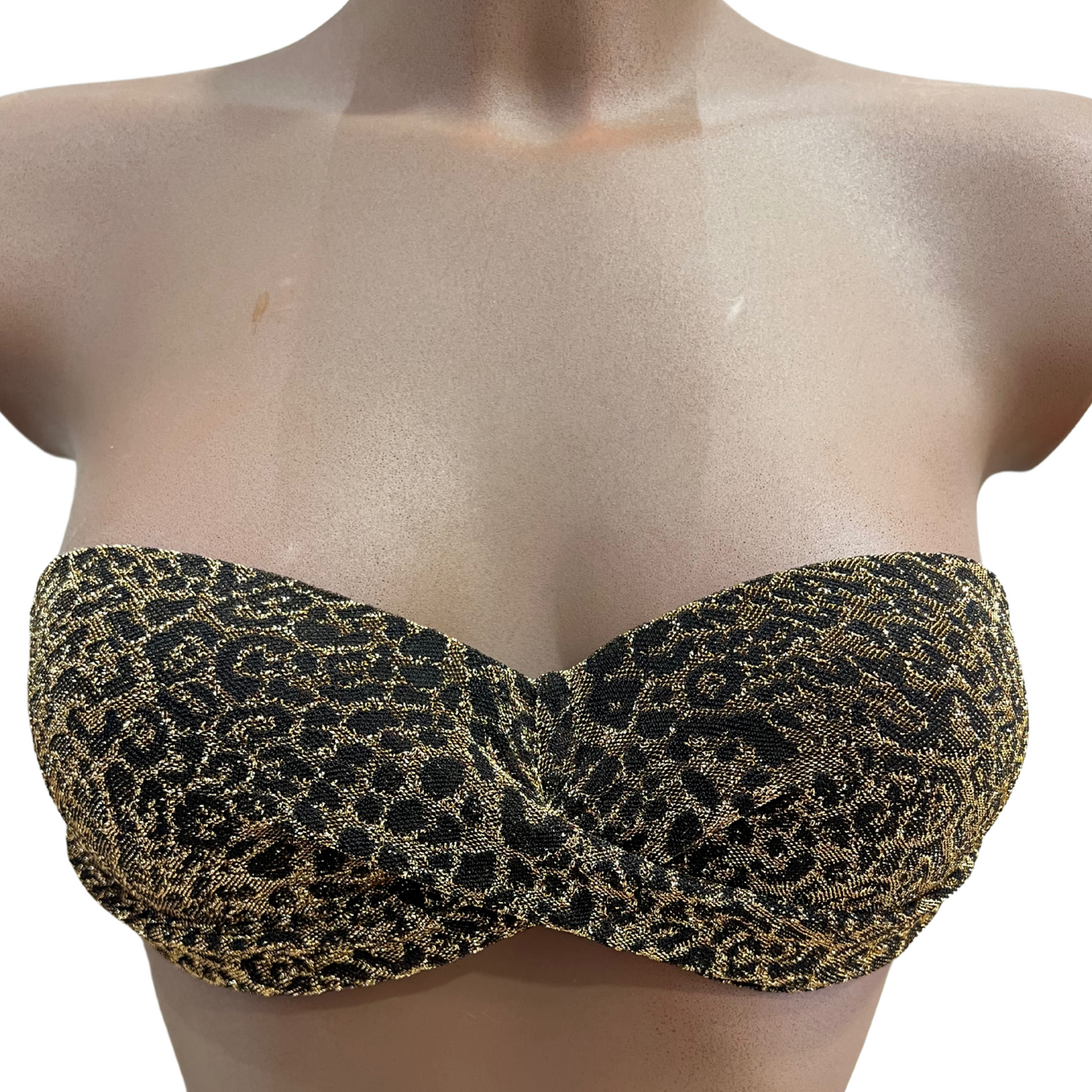 Haut maillot de bain bandeau lurex léopard