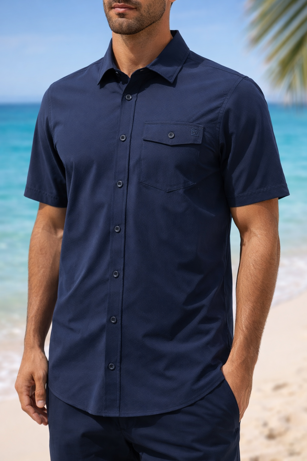 Chemise SEERSUCKER - Sun Project - Marine